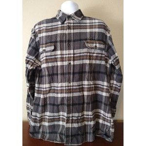 Men's JACHS Big & Tall Thick Flannel Gray Long Sleeve Shirt XLT
